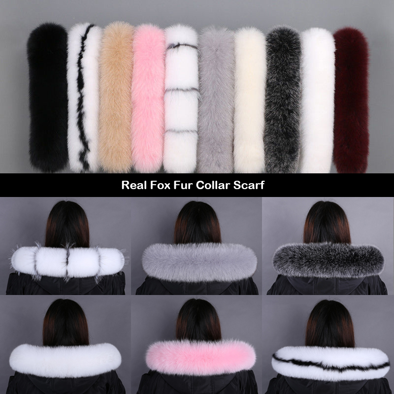Winter Clothing Deals - 女性のための冬の毛皮のスカーフ,豪華な,冬の暖かいコート,フードのトリム,本物のキツネの毛皮の毛皮の襟の装飾スカーフ,100%