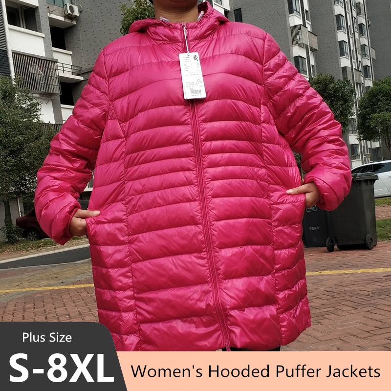 Winter Clothing Deals - プラスサイズ 5XL 6XL 7XL 女性のフード付きパファージャケット 2023