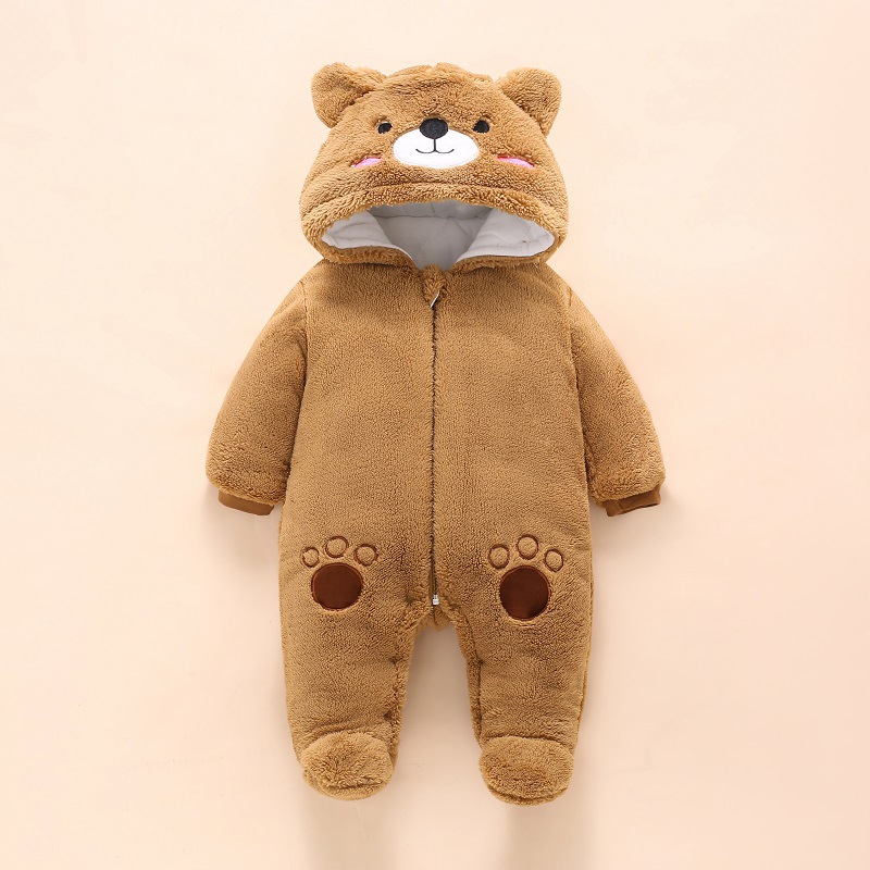 Winter Clothing Toddler Girl - 男の子と女の子のためのかわいいクマの全体的なジャンプスーツ,暖かい綿のロンパース,這う服,冬服,0〜12m