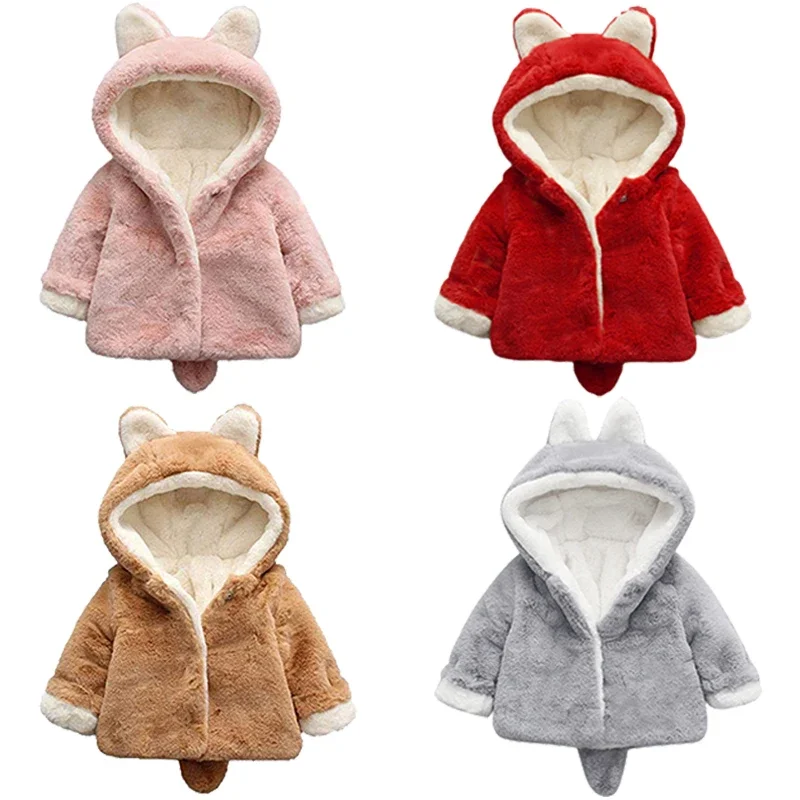 Winter Clothing Toddler Girl - かわいい猫の耳が付いたベビージャケット,小さな女の子のためのフード付きコート,暖かい服,冬