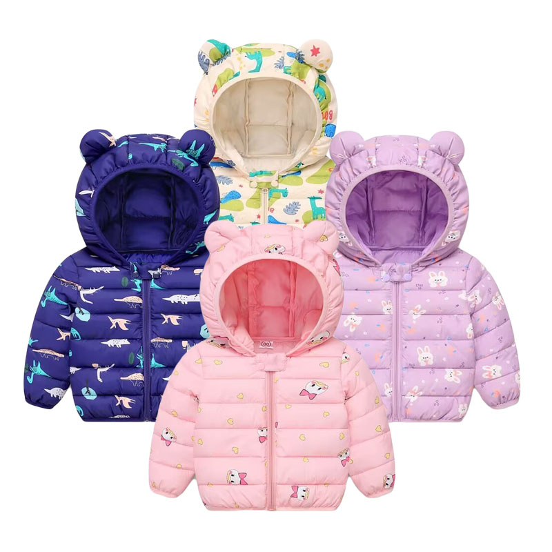 Winter Clothing Toddler Girl - 子供の綿のコート赤ちゃん漫画ダウンジャケット男の子フード付き Colthing 女の子暖かい冬服幼児子供上着 0-5Y