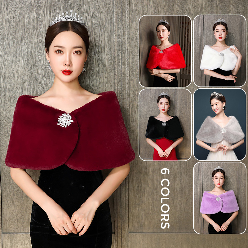 Winter Clothing Deals - 女性ブライダルショールの結婚式の岬冬暖かいボレロマントコートジャケットイブニングパーティーブライダルショールラップ