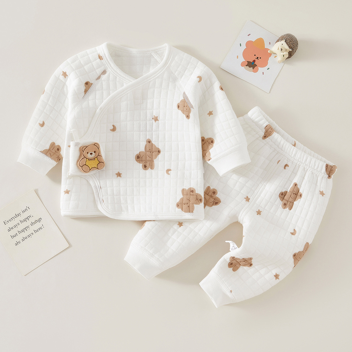Winter Clothing 1 Year Old - 赤ちゃんの漫画のクマのパジャマセット,熱下着,暖かいパジャマ,子供服,男の子,女の子,秋,冬