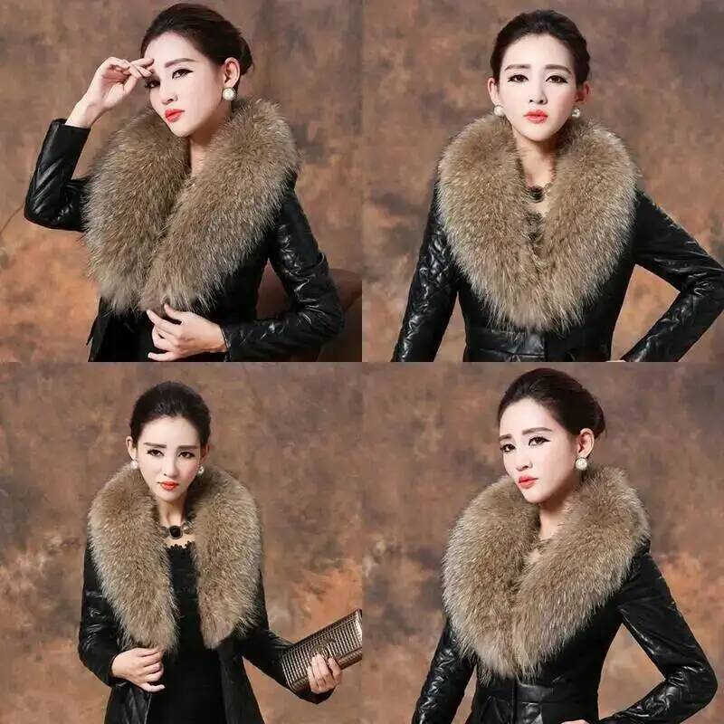 天然アライグマの毛皮の襟,女性用,本物の毛皮のスカーフ,豪華 - Winter Clothing Deals のレビューと価格