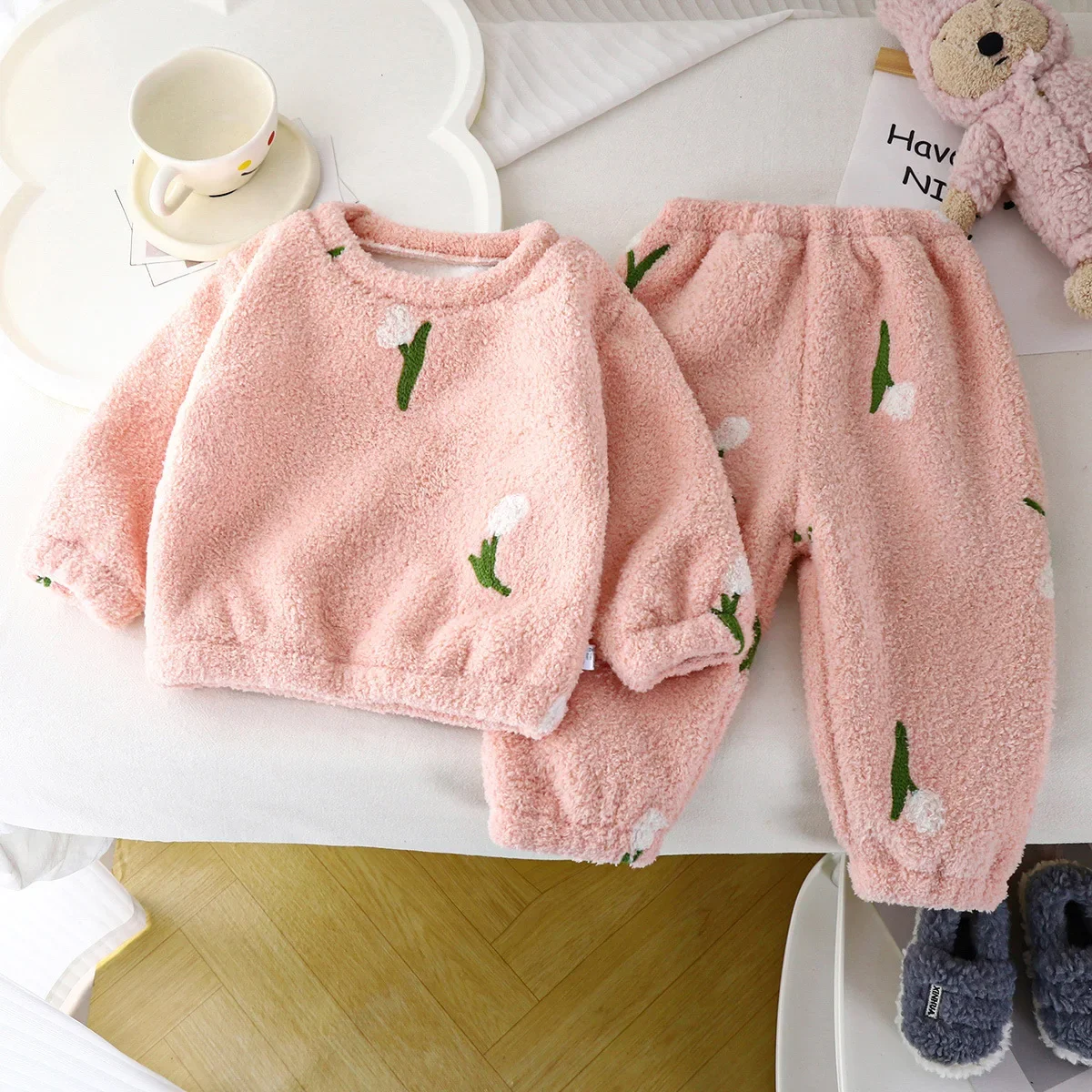 子供のための厚くて暖かいフリースのパジャマ,かわいい漫画の服 - Winter Clothing Toddler Girl のレビューと価格