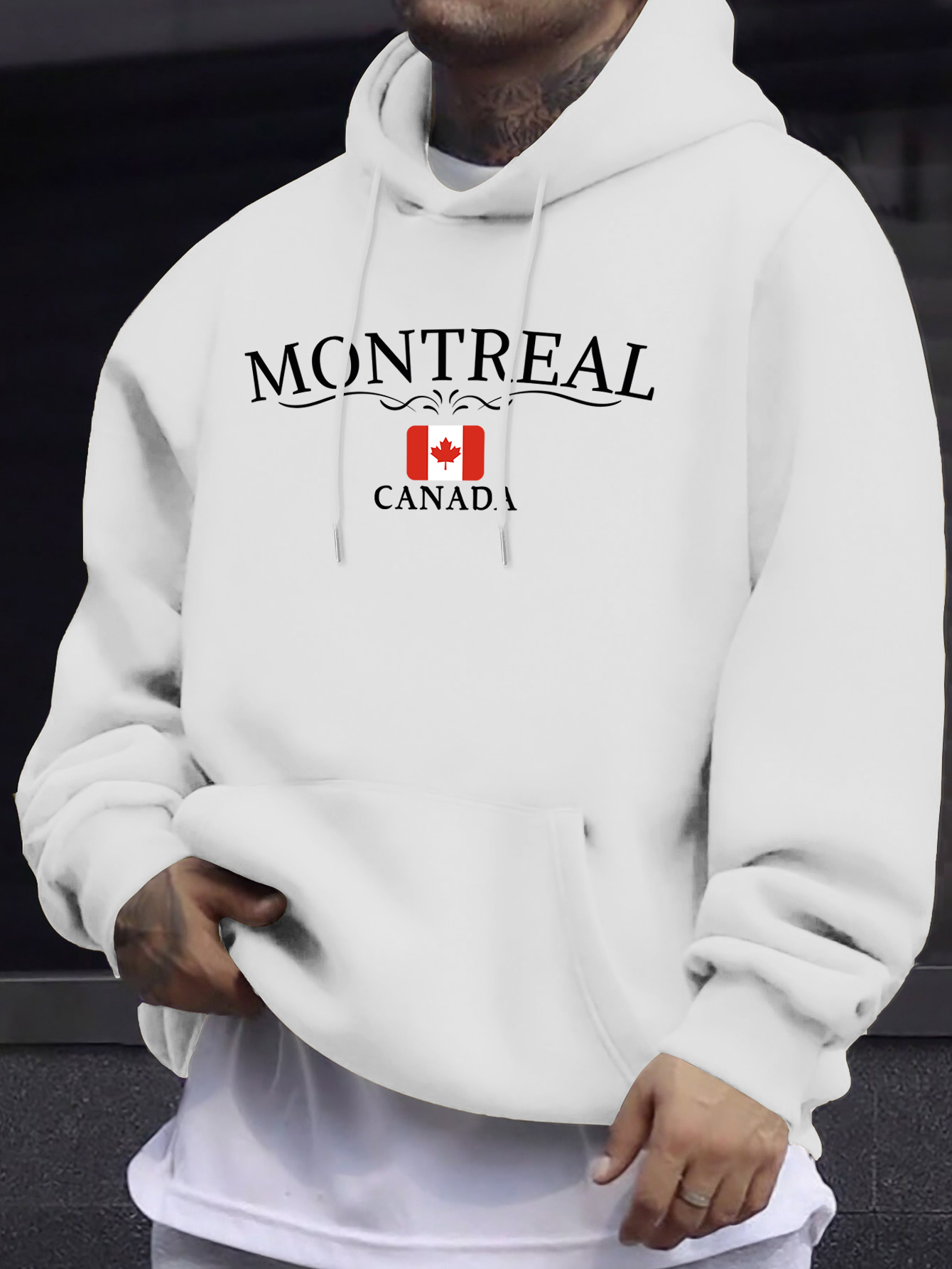 モントリオールカナダレタープリントスウェットシャツ男性ソフト - Winter Clothing Montreal のレビューと価格