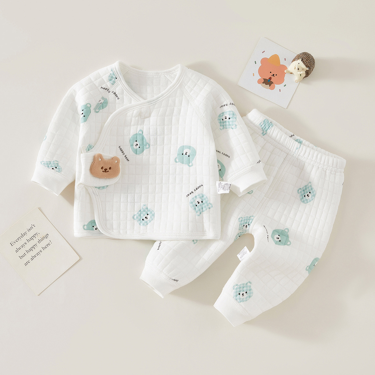 赤ちゃんの漫画のクマのパジャマセット,熱下着,暖かいパジャマ - Winter Clothing 1 Year Old のレビューと価格
